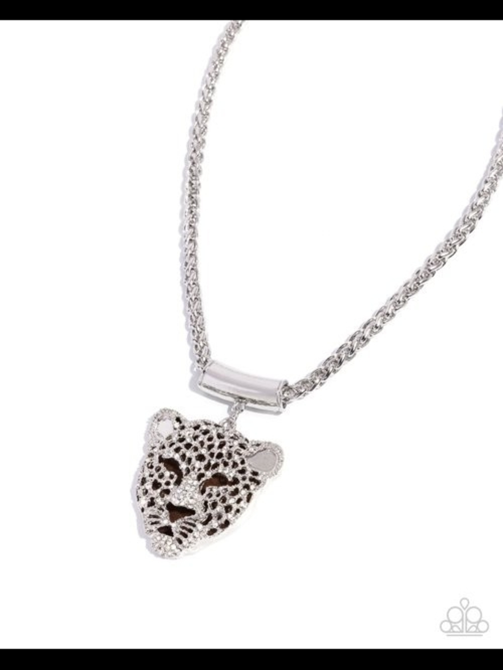 paparazzi Silver Leopard Face Pendant Necklace